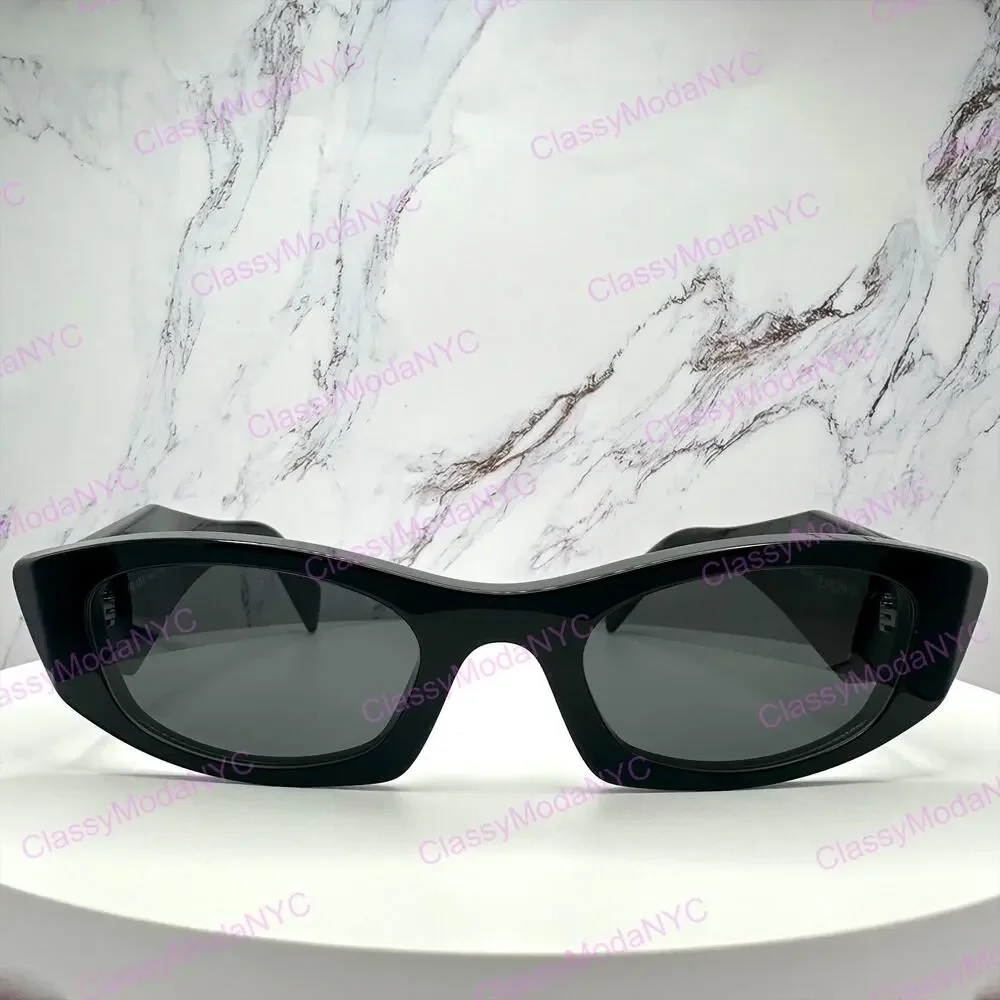 New PRADA Sunglasses Black Oval Cat Eye Symbole Logo